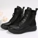 thumbnail image 5 of NECHOLOGY Botas Mujer Zapatos Botines para mujer Botas grandes de manga corta de estilo británico para mujer, botas de cuero Retro con cordones y hebilla de cinturón de otoño (Black, 8.5), 5 of 7