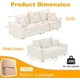 thumbnail image 2 of 82.7'' Oversized Corduroy Couch, Modular Sectional Sofa with 3 Ottomans, Sleeper Sofa Bed Full Size, Upholstered 3 Deep Seat L Shape Sofa, Convertible Cloud Couches for Living Room, Beige, 2 of 10