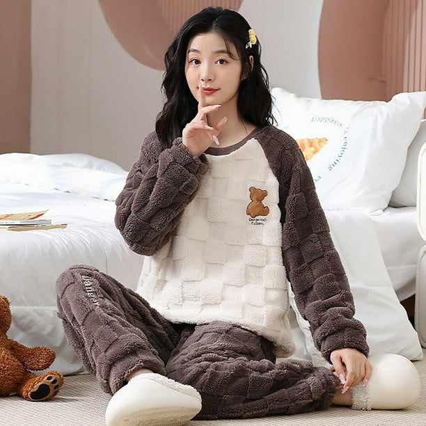 Franela Pijama Mujer Terciopelo Ropa Pijamas De Franela Para Dama