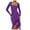 Purple, variant on GEWSEY Women's Sexy Ruched Bodycon Midi Dresses Elegant Mesh Long Sleeve Square Neck Ruffle Hem Party Dress (Blue, XL)