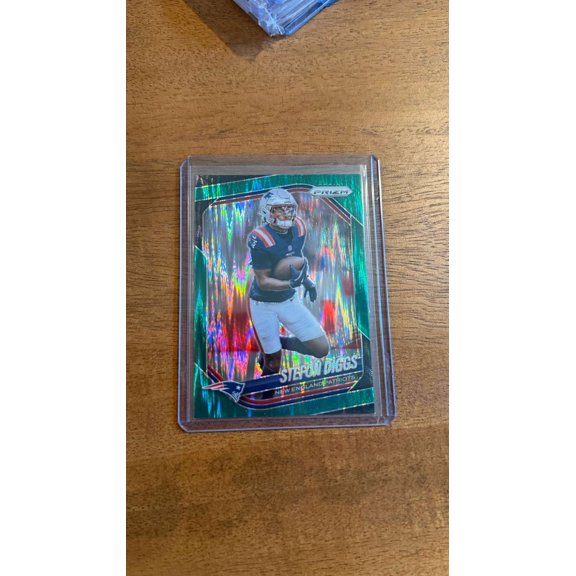 Collectible 2025 Panini Prizm Stefon Diggs #182 Green Pulsar Parallel New England Patriots Football Card Near Mint New England Patriots NFL Football Trading Card