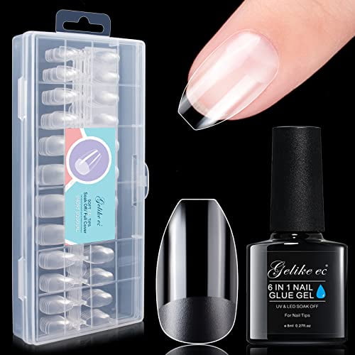 Gelike EC Soft Gel Full Cover Tips Kit With 240Pcs Clear Short Squoval 