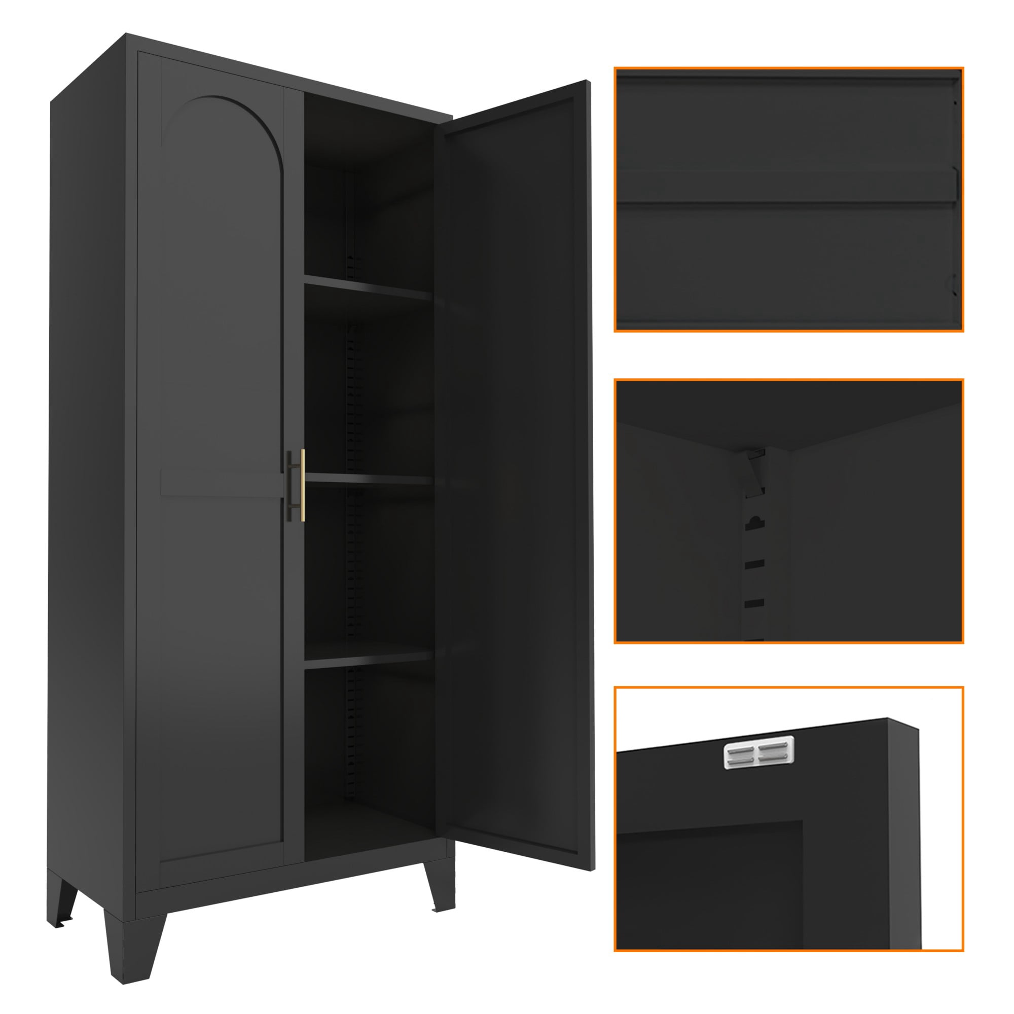 61" Metal Storage Cabinet with Doors and Adjustable Shelves,Garage Storage Cabinet for Home,Office,