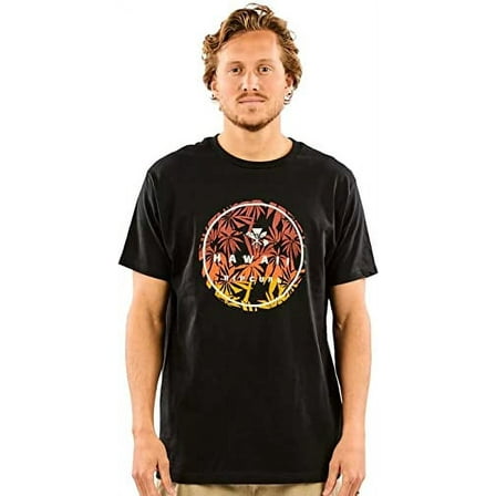 Rip Curl BLACK Men's Aloha Premium Short Sleeve Crew Neck T-Shirt, Medium