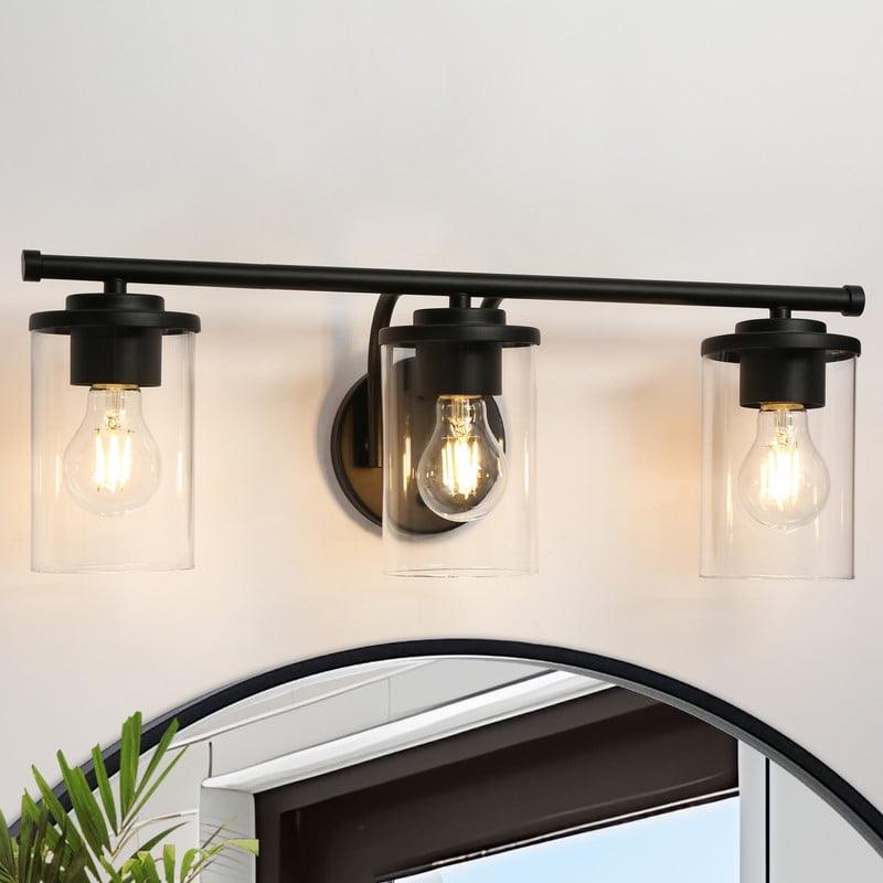 LNC 3-Light Modern Farmhouse Vanity Light, Matte Black Wall Light for Bathroom