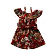 thumbnail image 1 of Xingqing Newborn Baby Girl Floral Ruffled Sleeve Romper Jumpsuit Bodysuit Outfits with Headband Set, 1 of 7