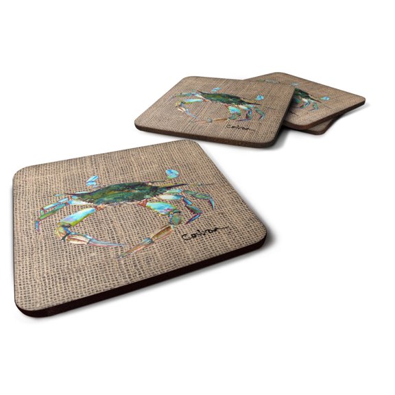 Carolines Treasures 8731FC Crab Foam Coaster Set of 4 3 1/2 x 3 1/2 multicolor