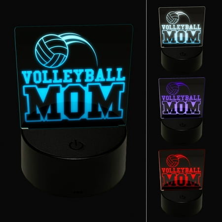 

Volleyball Mom Text with Ball LED Night Light Sign 3D Illusion Desk Nightstand Lamp