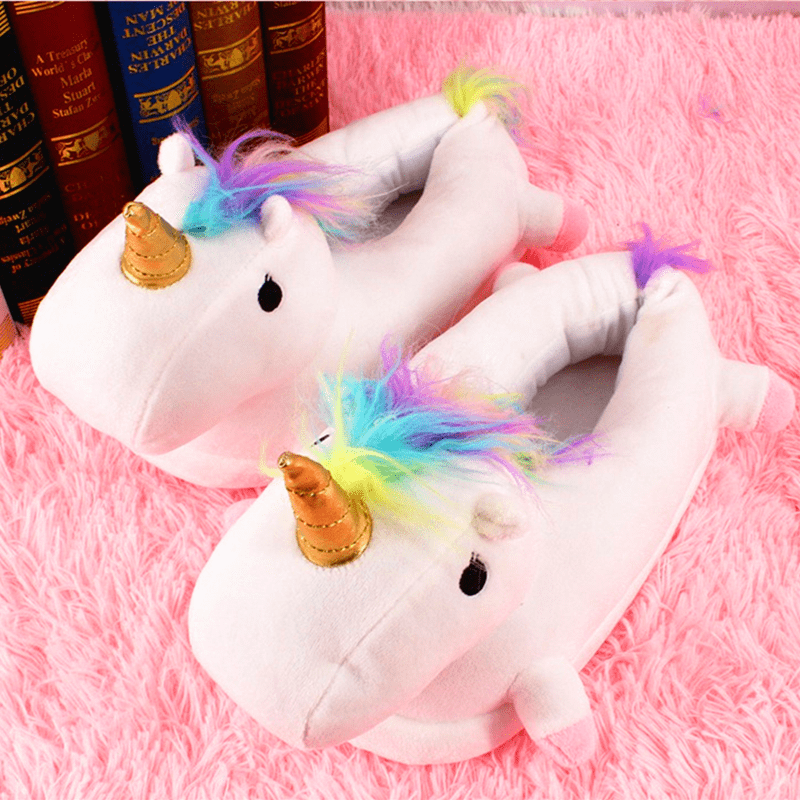 Smoko Cute Kawaii Cute Plush Unicorn Adult Slippers Warm Feet Display Item 