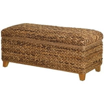 Kingfisher Lane Woven Banana Leaf Bedroom Bench in Amber and Honey