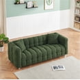 thumbnail image 2 of Aukfa 80" Modern Comfy Sofa, Deep Tufted Couch for Living Room, 2 Pillows, Teddy Fleece Green, 2 of 10