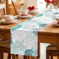 thumbnail image 5 of Teal Green Coastal Table Runner 72 Inches, Grey Beige Teal Coral Starfish Conch Bed Runner Dresser Scarves Tabletop for Indoor Outdoor Parties/Ceremony/Banquet, 16" x 72", 5 of 9
