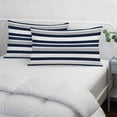 thumbnail image 4 of Navy Blue White Striped Throw Pillow Cover, Pillowcase Protectors with Zipper, Breathable Decorative Lumbar Pillow Case Cover, Grey Farmhouse Stripe Abstract Art Pillow Shams for Couch Sofa 16x24Inch, 4 of 8