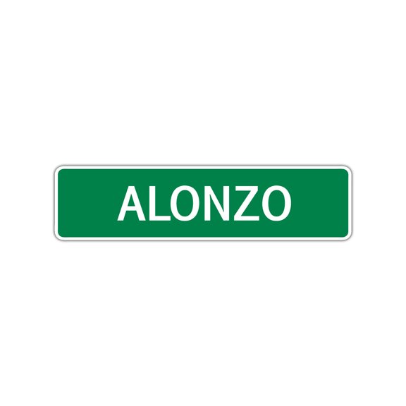 Alonzo Boys Children Name Letter Printed Label Indoor Outdoor Unique Wall Plaque Decoration Aluminum Metal Sign 4"x18"