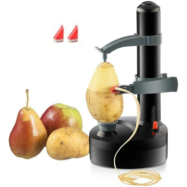 Éplucheur de pommes de terre électrique automatique multifonctionnel  Coupe-fruits et légumes rotatif automatique Outil d'épluchage de cuisine  pour fruits et légumes Alimenté par batterie (Noir) 