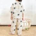 thumbnail image 4 of ATOGUTA Girls Summer Outfits 3/4 Sleeve Button T-Shirts and Wide Leg Pants Girls Clothing Sets 2PC Summer Outfits Size 3T-16, Beige, 4 of 6