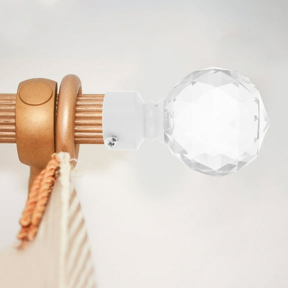 Raindrops Curtain Rod Ends 2Pcs Clear Crystal Iron Finials for Drapery Pole Ends Bedroom Decoration 8x6cm