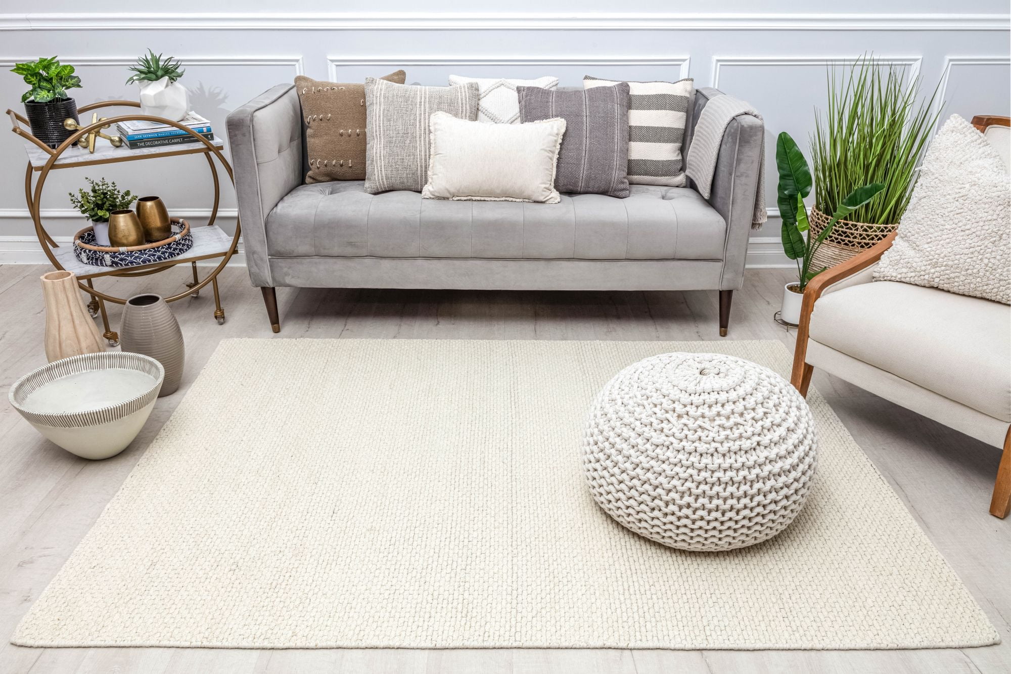Rugs America Pale Ona DF15A Houndstooth Farmhouse Cream Area Rug, 8’0”x10’0”