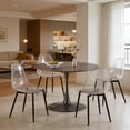 thumbnail image 5 of Mintazer 42.1" Large Round Dining Table Top Tulip Table for 4-6 People, Mid-Century MDF Kitchen Table for Dining Room, Gray, 5 of 8