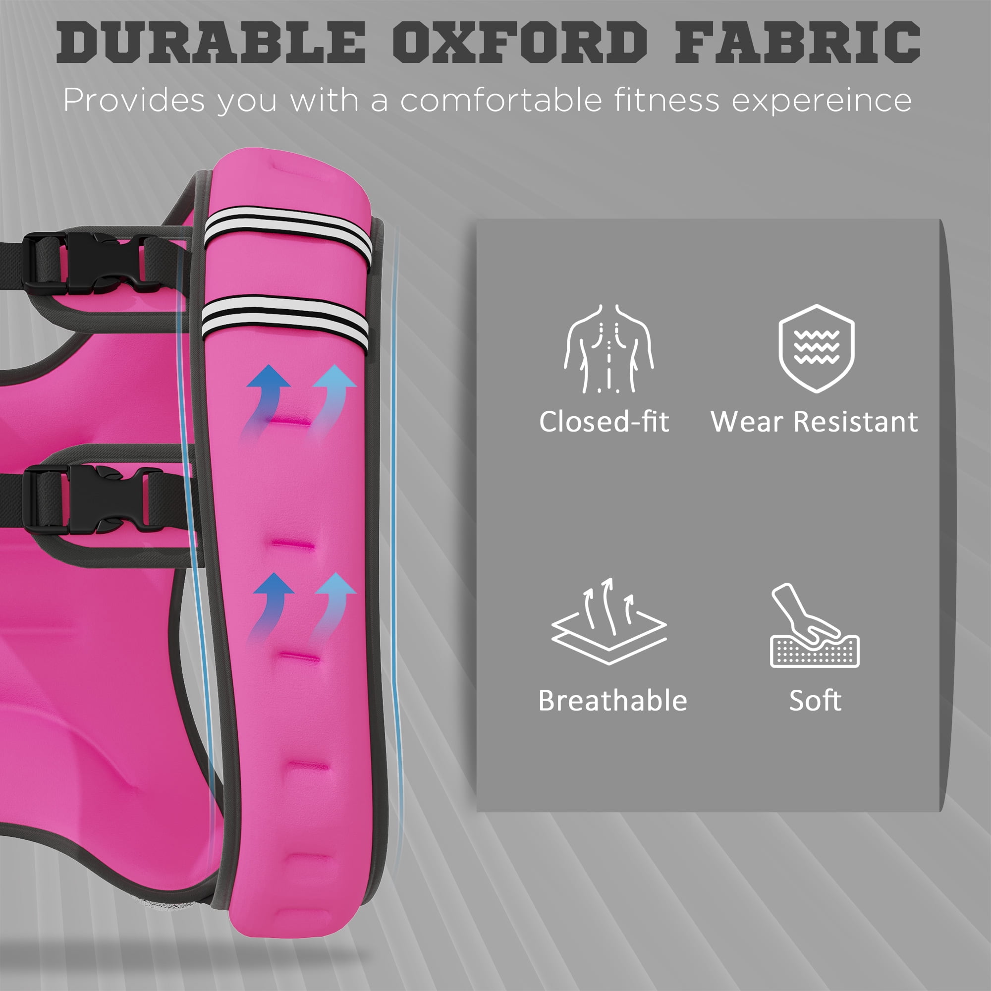 Soozier Weight Vest Workout Equipment Adjustable 17.6lbs Weighted Vest for Men Women, Pink