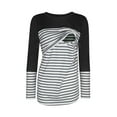 thumbnail image 4 of Nursing T shirt Color Block Maternity Long Sleeve Top for Breastfeeding Pregnancy Shirt&nbsp; Ladies Fashion Solid Color Stripe Print Short Sleeve Maternity Breastfeeding Clothe Top, 4 of 5