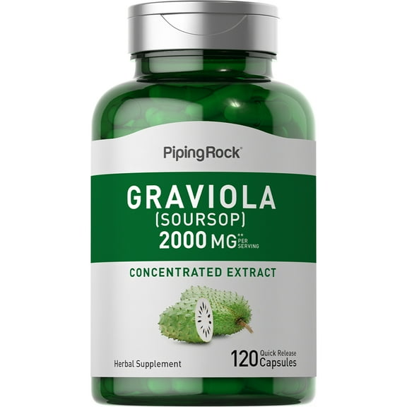 Graviola Soursop Capsules 2000 mg | 120 Count | Herbal Supplement for Men and Women | by Piping Rock