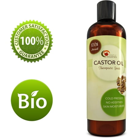 Maple Holistics 100% Pure Castor Oil, Therapeutic + Antioxidant, Natural Skin & Hair Care Product,