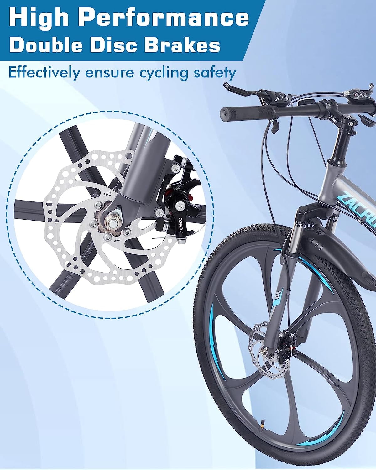 Zacro 26 Inch Folding Mountain Bike 24 Speed Dual Disc Brake
