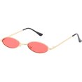 thumbnail image 2 of Extreme Small Oval Sunglasses Color Tinted Flat Lens 51mm (Gold / Red), 2 of 4