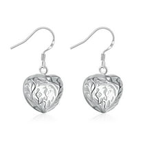 Heart Shaped Filigree Dangle Drop Hook Earrings Hoop Studs for Women
