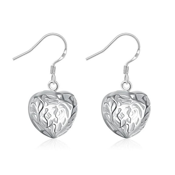 Heart Shaped Filigree Dangle Drop Hook Earrings Hoop Studs for Women