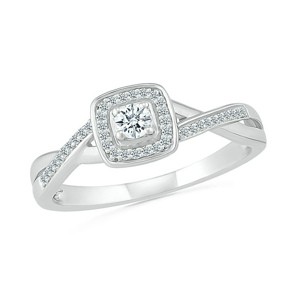 DGOLD 10kt White Gold Round White Diamond Promise Ring (1/5 cttw)