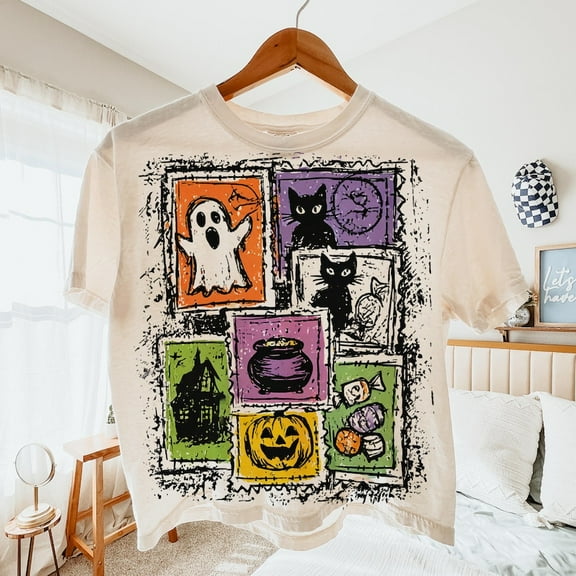 Retro Halloween Cat Ghost Shirt, Girly Halloween Shirt, Fall Shirt, Halloween Shirt, Spooky Season Shirt, Pumpkin Halloween, Spooky Mama Shirt