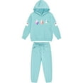 thumbnail image 4 of Placlothes Girls Kids Hall-oween Ghost Print Two-Piece Hoodie & Jogger Set - 100% Polyester Cozy Relaxed-Fit, Light Blue Outfit for Ages 3-12,Size 6 T, 4 of 5