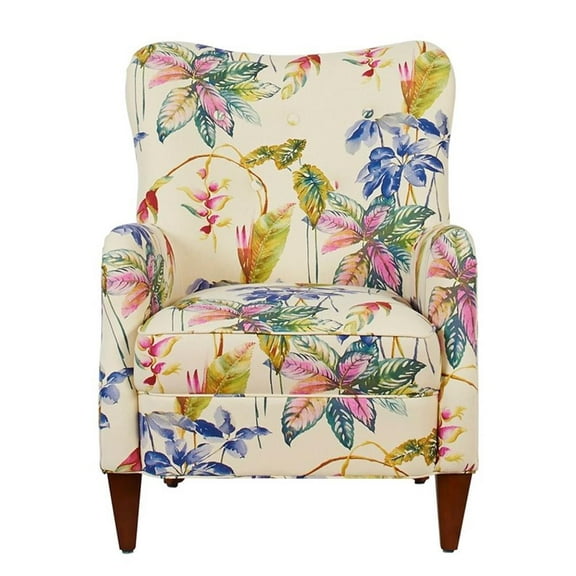 Maklaine Modern Hardwood Upholstered Arm Chair Off in White Floral