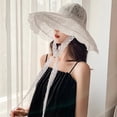thumbnail image 3 of SikaFu New Fashion Women Summer Hat Ladies Solid Lace Wide Brim Sun Hat Bucket Cap Female Elegant Packable Panama Beach Hat, 3 of 6