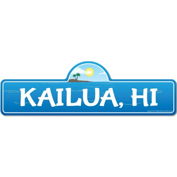 Kailua HI Hawaii Beach Street Sign | Indoor/Outdoor | Surfer Ocean Lover Décor For Beach House Garages Living Rooms Bedroom | Signmission Personalized Gift