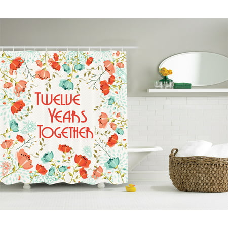 12th Anniversary Year Gifts for Wives Flowers Decor Shower Curtain Extra (Best 20 Year Anniversary Gift For Wife)