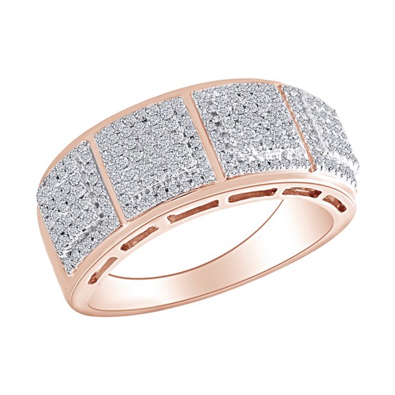 AFFY 0.51 Carat (Ctw) Round Shape White Natural Diamond 10k Solid Gold Engagement Ring For Men