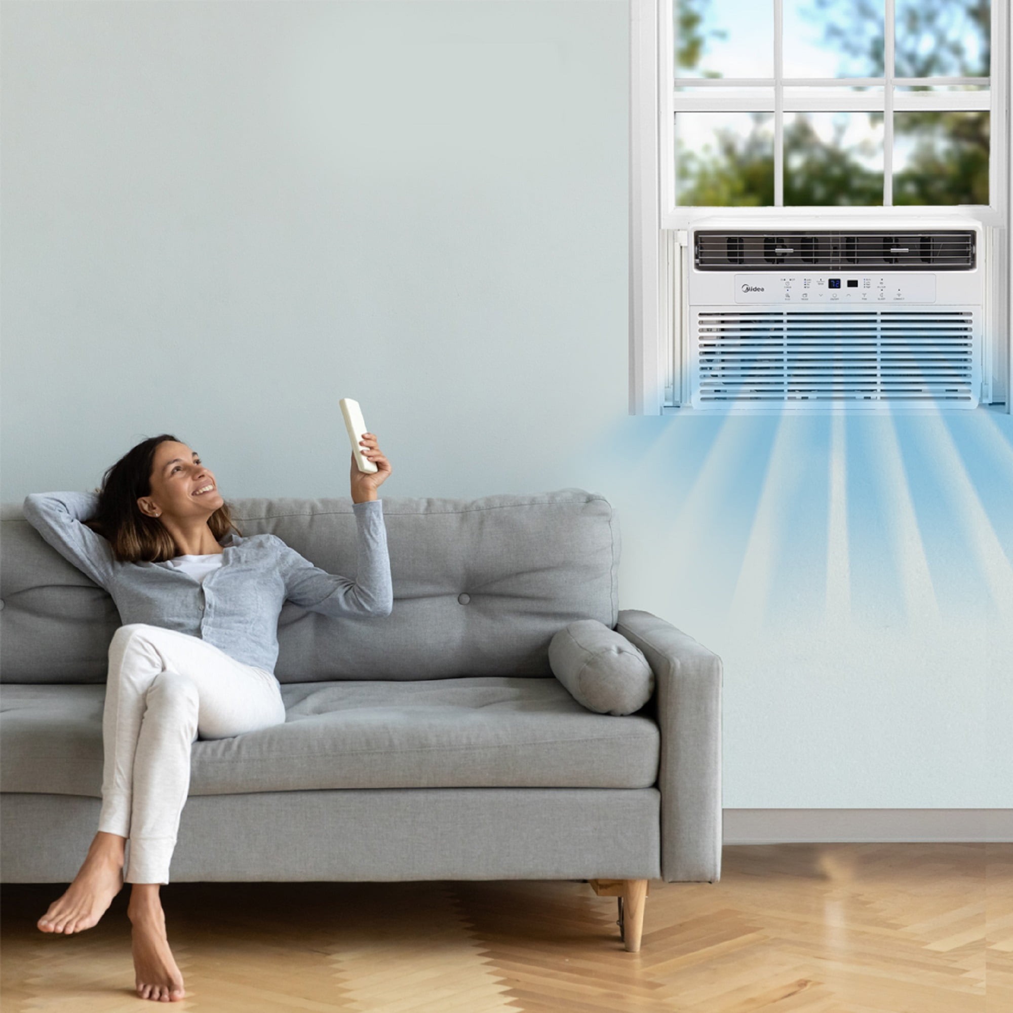 Midea 12,000 BTU Smart Window Air Conditioner, spaces up to 550 sq. ft., Comfort Sense Remote