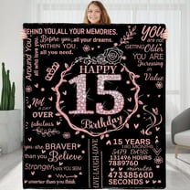 15th Birthday Blanket Gifts for Girls - Happy 15th Birthday Gift Ideas for Her - 15 Year Old Gifts for Daughter Sister Bestie - Flannel Fleece Soft Throw Blanket