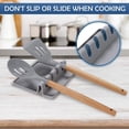 thumbnail image 3 of SHAR (Grey) Kitchen Spoon Rest Utensil Rest Ladle Kitchen Utensils Spatula Covered Lid, Silicone Holder with Drip Tray, Tool to Protect Worktop, Splashback and Hob, 3 of 5
