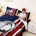thumbnail image 3 of Manfei Vintage Basketball Queen Sheets,Classic Us Flag Striped Queen Sheet Sets,Red White,4pcs,1 Flat Sheet, 1 Fitted Sheet and 2 Pillowcases, 3 of 6
