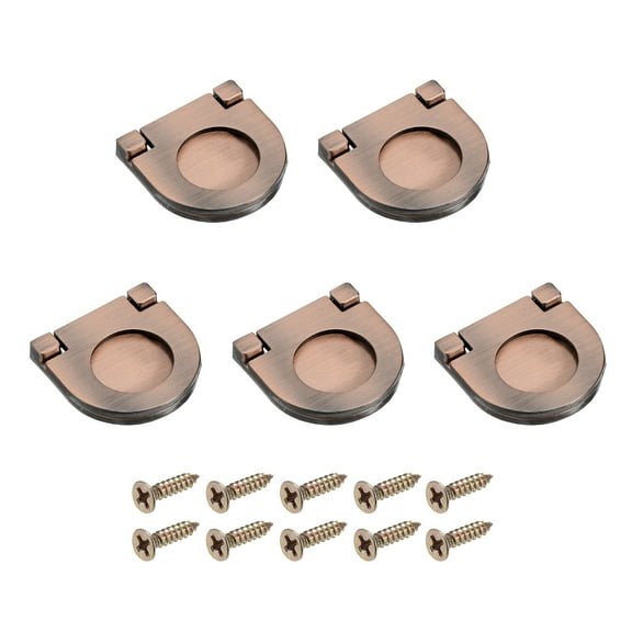Uxcell 5 Pack Flush Pull Handle, 1.38 Inch Hidden Recessed Furniture Grip Ring Pull, Copper
