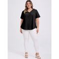 thumbnail image 2 of DARING DIVA Women's Plus Casual Trendy Pleated Shirt Dressy Work Blouse 3X Black, 2 of 5