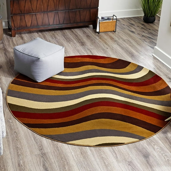 Unique Loom Cafe Collection Area Rug - Odacio (6' Round Multi/Brown)