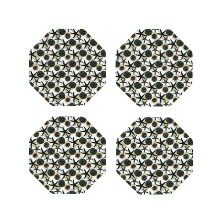 

Matuu Sea Urchin for Cup Coasters Set of 4 Leather Coasters Desk Coasters for Office Measures 4” x 4”-Octagon