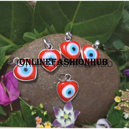Evil Eye Gemstone 925 Sterling Silver Plated Handmade Pendant 5 pcs