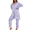 Purple, variant on Womens 3 Piece Pajama Set Floral Butterfly Loungewear With Belted Robe And Pants