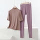 thumbnail image 1 of TaTaai Womens high neck pajama set, 3/4 sleeves, solid color modal, casual trendy, breathable skin-friendly, comfortable fit, great for spring & autumn bedtime & relaxation Gift, 1 of 5